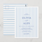 Minimal and Chic Blue French Personalized Wedding  Briefkaart (Voorkant / Achterkant)