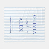 Minimal and Chic Blue French Personalized Wedding Fleece Deken (Voorkant (Horizontaal))