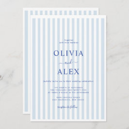 Minimal and Chic Blue French Personalized Wedding  Kaart
