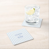 Minimal and Chic Blue French Personalized Wedding  Kartonnen Onderzetters (Insitu)