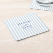 Minimal and Chic Blue French Personalized Wedding  Kartonnen Onderzetters (Schuin)
