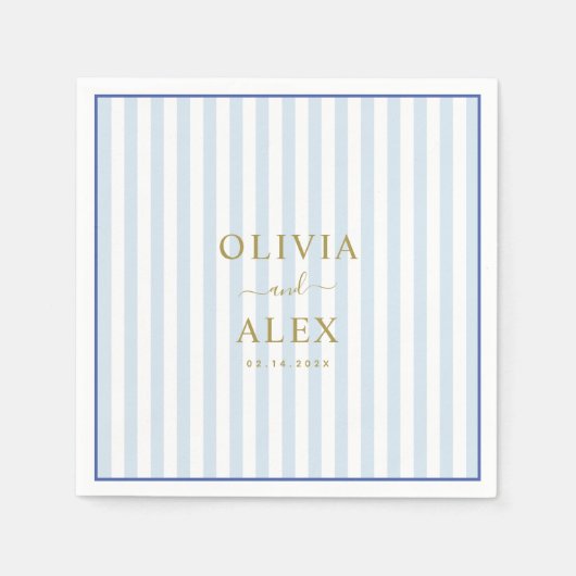 Minimal and Chic Blue French Personalized Wedding Servet (Voorkant)