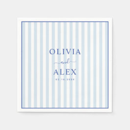 Minimal and Chic Blue French Personalized Wedding  Servet