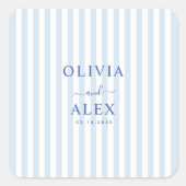 Minimal and Chic Blue French Personalized Wedding  Vierkante Sticker (Voorkant)