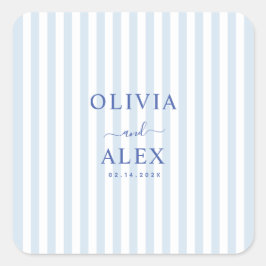Minimal and Chic Blue French Personalized Wedding  Vierkante Sticker