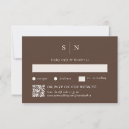 Minimal and Chic Brown | Traditional and QR Code RSVP Kaartje