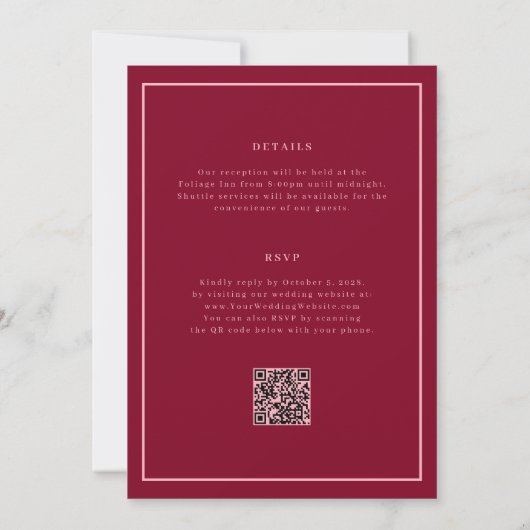 Minimal and Chic Burgundy | All in One Wedding Kaart (Achterkant)