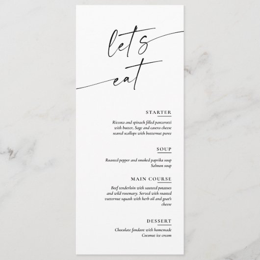 Minimal and Chic Calligraphy Dinner Wedding Menu (Voorkant)