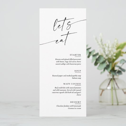 Minimal and Chic Calligraphy Dinner Wedding Menu (Staand voorkant)