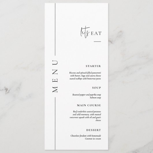 Minimal and Chic Calligraphy Dinner Wedding Menu (Voorkant)