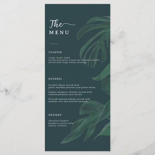 Minimal and Chic Green Wedding  Menu (Voorkant)