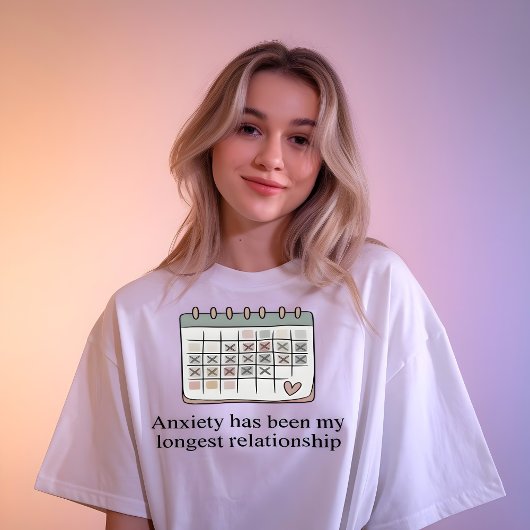 Minimal Anxiety Quote Calendar Graphic Tee T-shirt