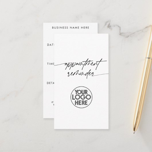 Minimal Appointment Reminder Script Business Logo Afsprakenkaartje (Voorkant / Achterkant in situ)