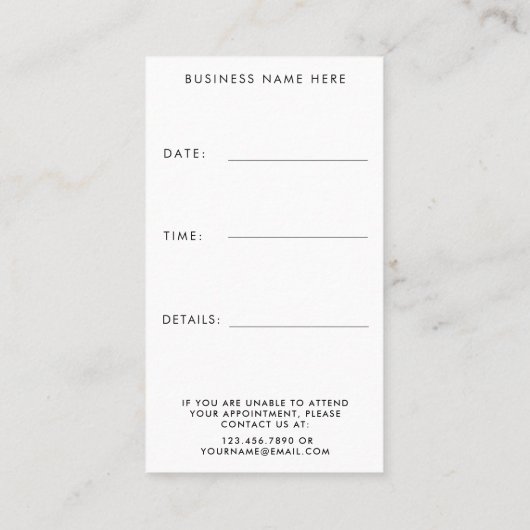 Minimal Appointment Reminder Script Business Logo Afsprakenkaartje (Achterkant)