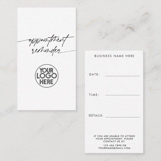Minimal Appointment Reminder Script Business Logo Afsprakenkaartje (Voorkant / Achterkant)