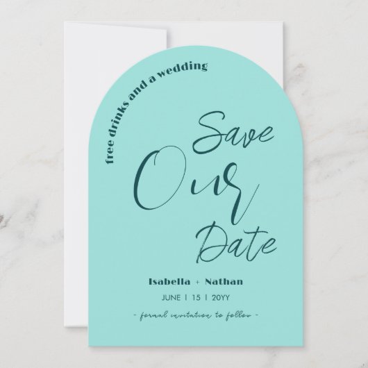 Minimal Aqua Blue Summer Wedding Save the Date Kaart (Voorkant)