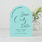 Minimal Aqua Blue Summer Wedding Save the Date Kaart (Staand voorkant)