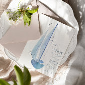 Minimal Aquarelle Sailboat Baby shower Ahoy Boy's Kaart