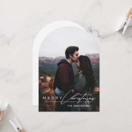 Minimal Arch 1 Photo Merry Christmas Holiday Card Kaart