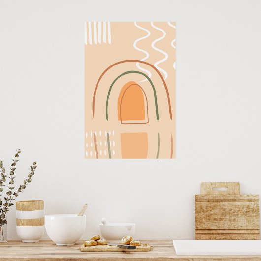 Minimal Arch Abstract Boho Earthy Tones Poster (Keuken)