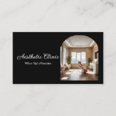 Minimal Arch Aesthetic Clinic QR Code Black White Visitekaartje (Voorkant)