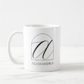 Minimal Arch Black Script Initial A Name Monogram Koffiemok (Links)