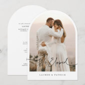 Minimal Arch Elopement Wedding Aankondiging Kaart (Voorkant / Achterkant)
