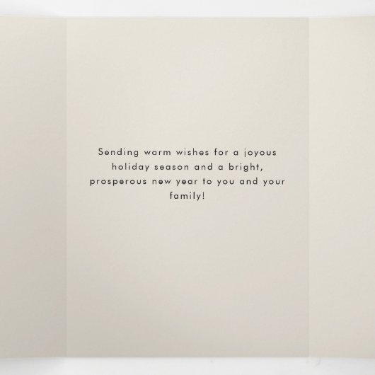 Minimal Arch Photo Gold and Red Family Christmas Drieluik Wenskaart (Binnenkant midden)