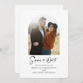 Minimal Arch Photo Wedding Sla de datum op Save The Date (Voorkant / Achterkant)