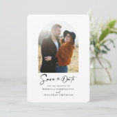 Minimal Arch Photo Wedding Sla de datum op Save The Date (Staand voorkant)