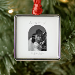 Minimal Arch Photo Zwart-wit Merrily Getrouwd Metalen Ornament