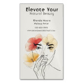 Minimal Art Line Gezicht Bloemen Beauty Logo Magnetisch Visitekaartje (Voorkant Verticaal)