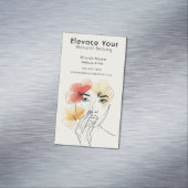 Minimal Art Line Gezicht Bloemen Beauty Logo Magnetisch Visitekaartje (Voorbeeld)