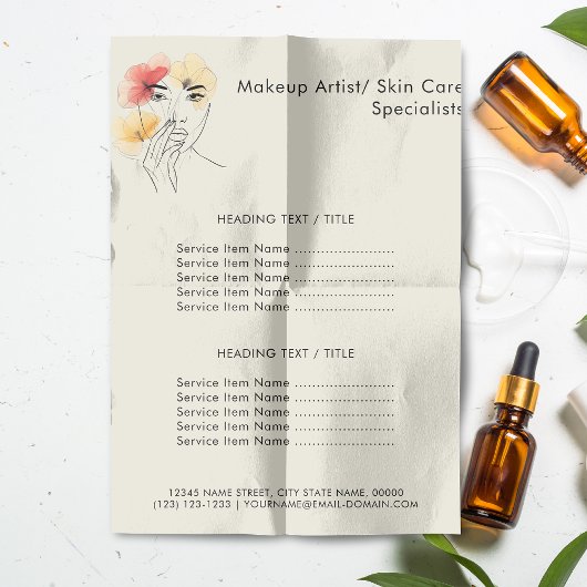 Minimal Art Line Gezicht Pastel Bloemen Beauty Log Flyer