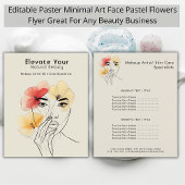 Minimal Art Line Gezicht Pastel Bloemen Beauty Log Flyer