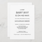 Minimal Baby Boy Shower Typography Design Kaart (Voorkant / Achterkant)