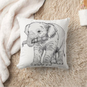 Minimal Baby Elephant Line Art Vector Illustration Kussen (Deken)