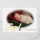 Minimal Baby First Christmas Joyful Folie Feestdagenkaart (Voorkant)