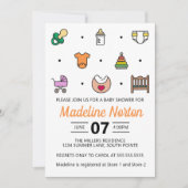 Minimal Baby Icons Baby Shower Kaart (Voorkant)