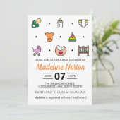 Minimal Baby Icons Baby Shower Kaart (Staand voorkant)