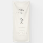 Minimal Baby in Bloom Baby Shower Vinyl Banner (Verticaal)