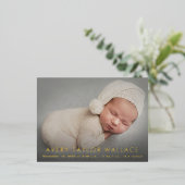 Minimal Baby Photo Birth Announcement bedankt Folie Uitnodiging Briefkaart (Staand Voorkant)