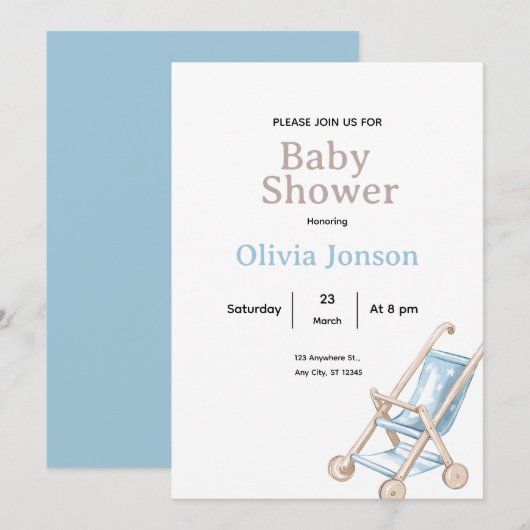 Minimal Baby Shower Invitation,ditable Baby card Kaart (Voorkant / Achterkant)