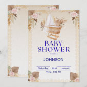 Minimal Baby Shower Invitation | Modern Neutral Kaart (Voorkant / Achterkant)