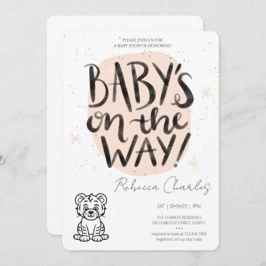 Minimal Baby Shower  Kaart (Voorkant / Achterkant)