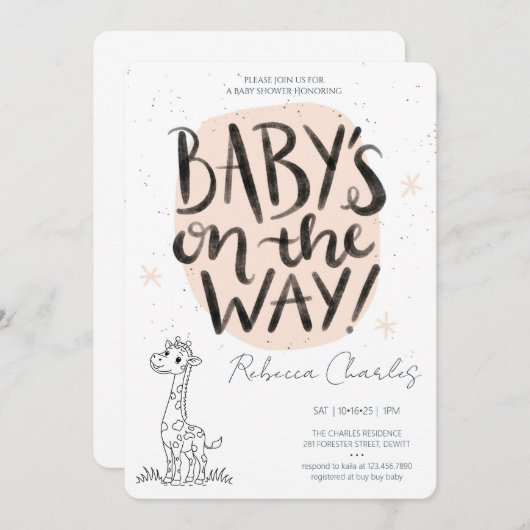 Minimal Baby Shower  Kaart (Voorkant / Achterkant)