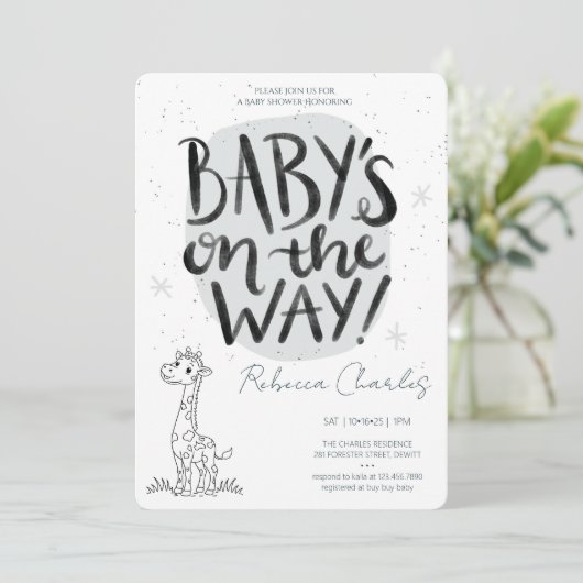 Minimal Baby Shower Kaart (Staand voorkant)
