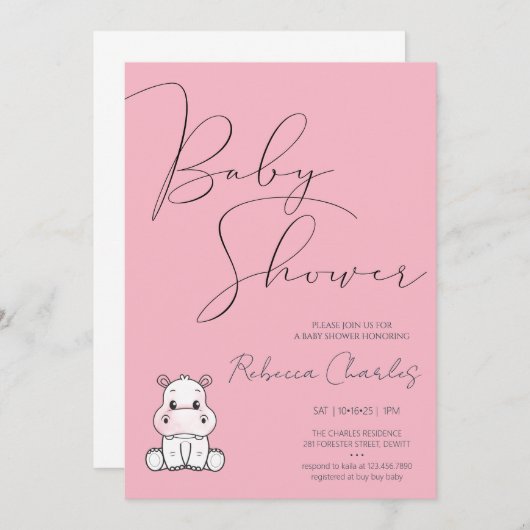 Minimal Baby Shower Kaart (Voorkant / Achterkant)