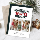 Minimal Baking Spirits Bright Christmas Photo Card Feestdagenkaart