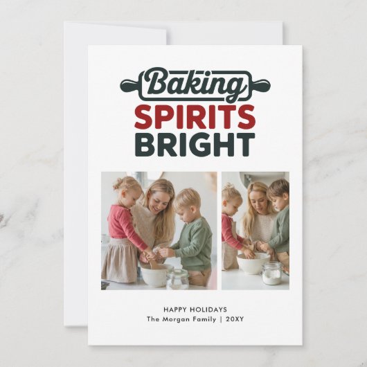 Minimal Baking Spirits Bright Christmas Photo Card Feestdagenkaart (Voorkant)